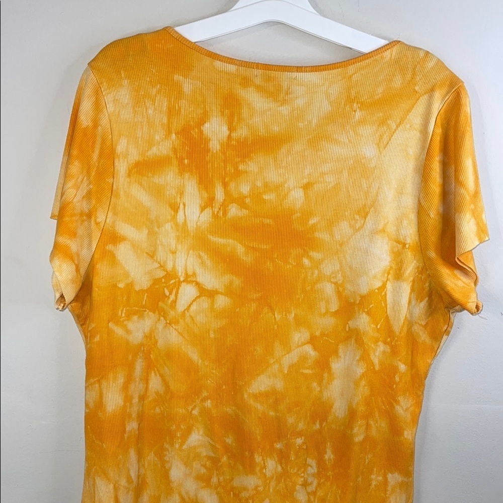 Fashion Nova Orange Yellow Tie Dye T Shirt Dress Size 3X - Picture 4 of 6